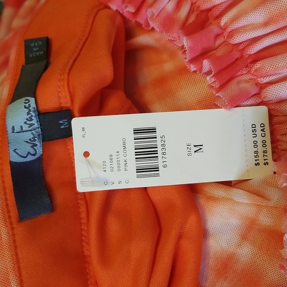 Anthropologie Eva Franco Flounced Orange Pink White Midi Skirt - Picture 11 of 14